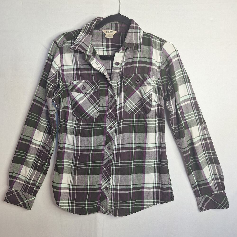 Duluth Trading Co Womens Sz XS Crosscut Wicking Flannel Shirt Gorpcore Cabincore